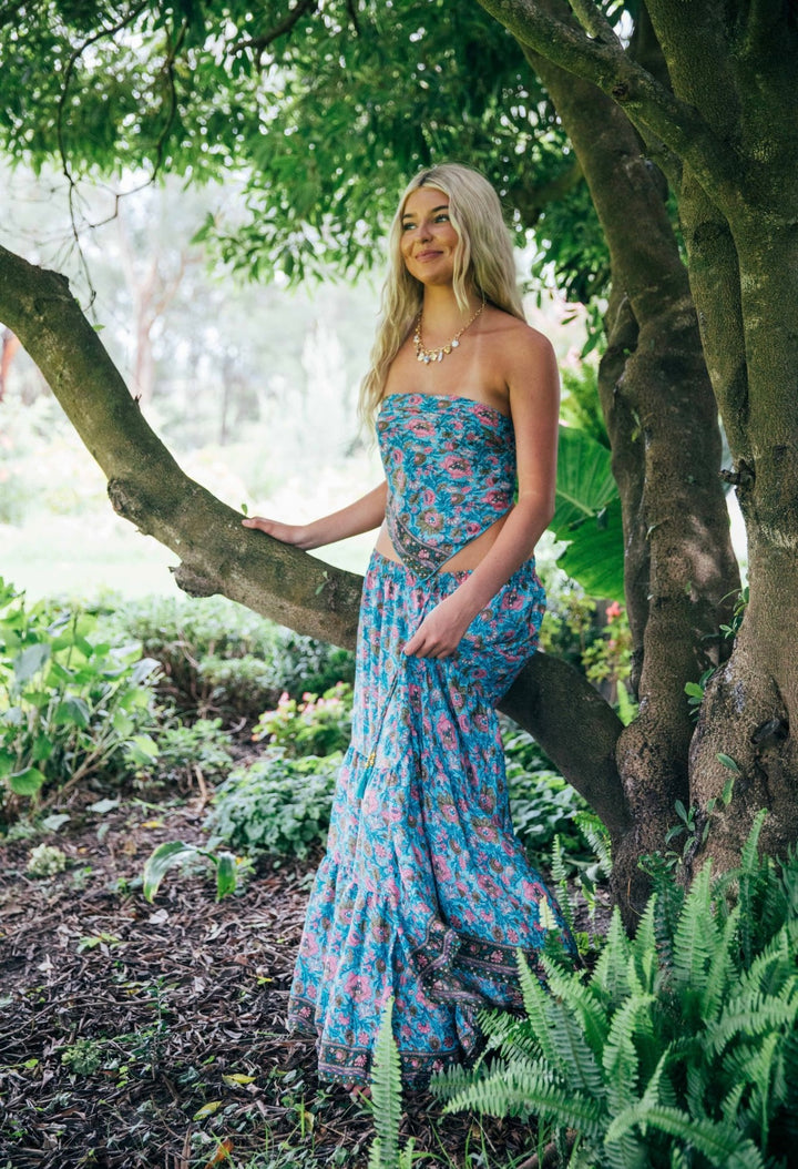 Marigold Skirt ~ Turquoise and Pink