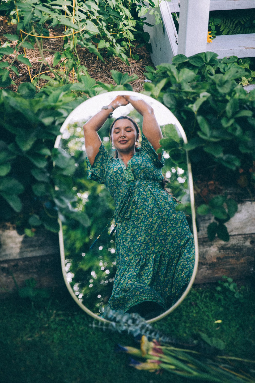 Flamingo Dress ~ Green Paisley