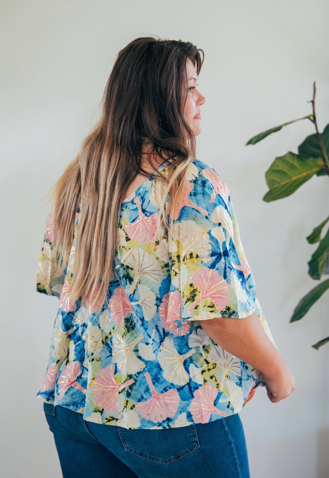 Sunflower Top ~ Ginko leaf ✨