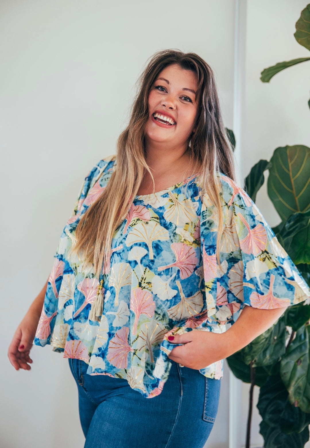 Sunflower Top ~ Ginko leaf ✨