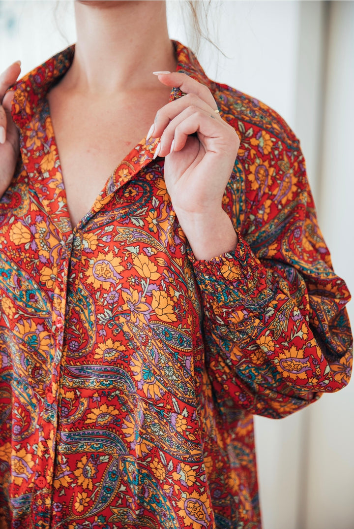 Bella Donna Shirt Dress ~ Red