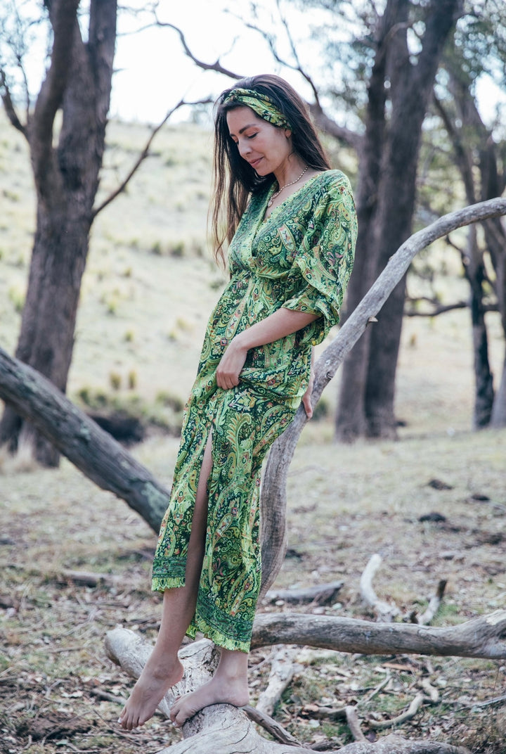 Blue Lotus Dress ~ Lime