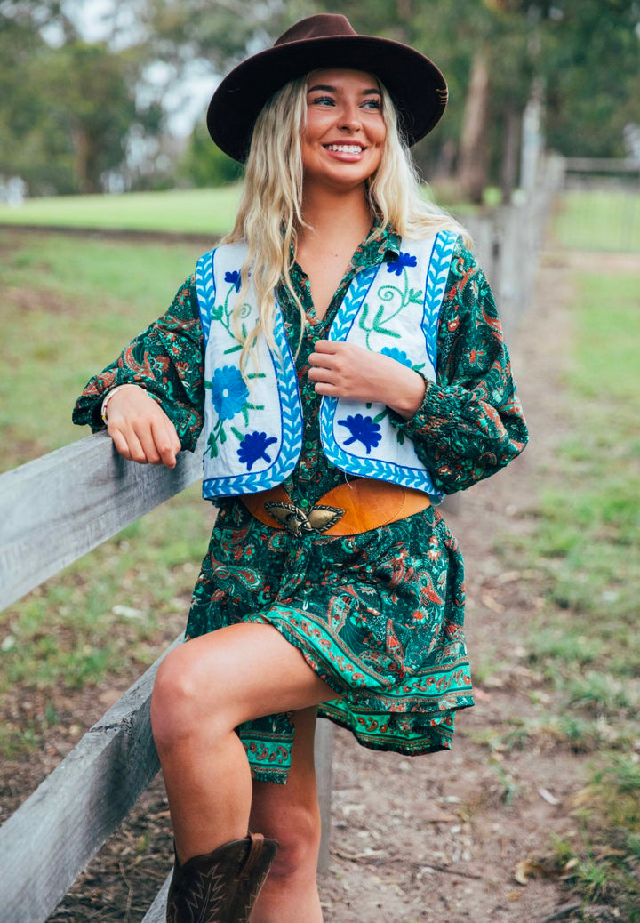 Bella Donna Shirt Dress ~ Green