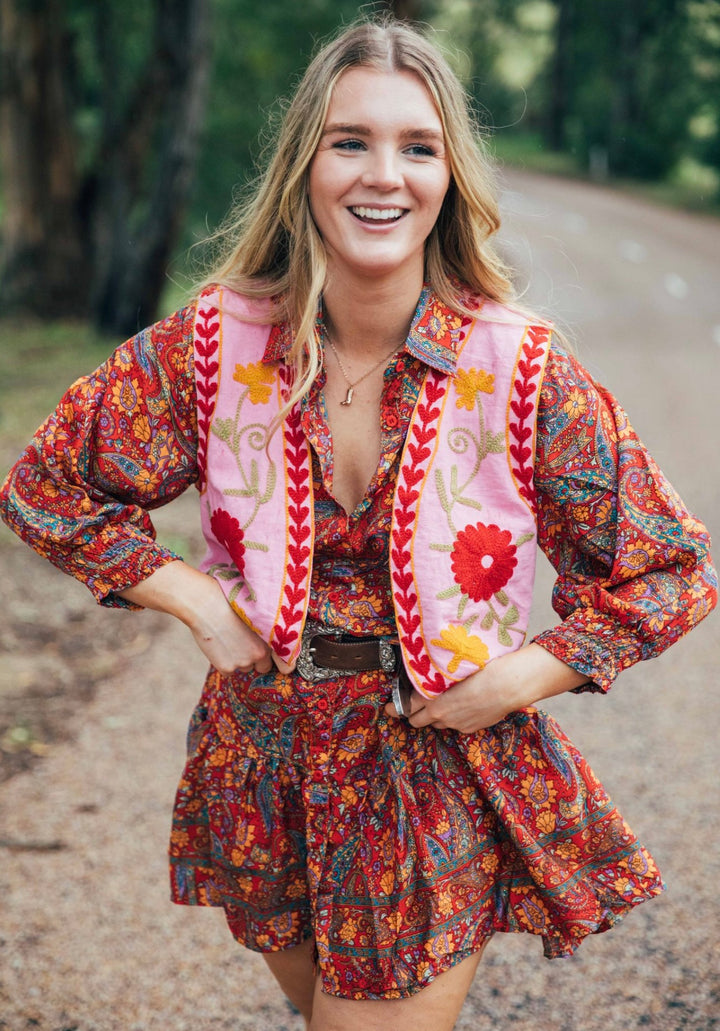 Bella Donna Shirt Dress ~ Red