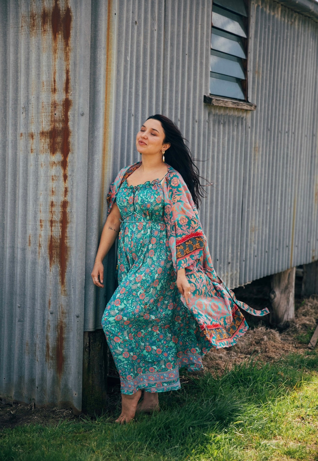 Star Dust Kimono ~ Turquoise with gold fleck ✨