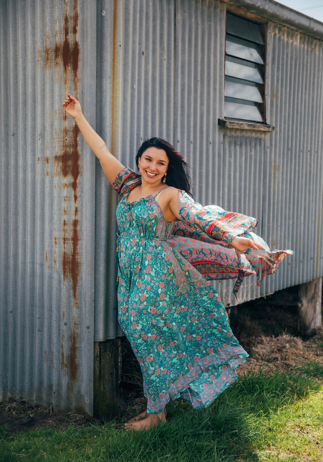 Star Dust Kimono ~ Turquoise with gold fleck ✨