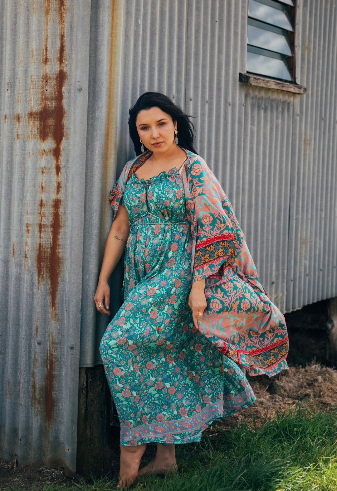 Star Dust Kimono ~ Turquoise with gold fleck ✨