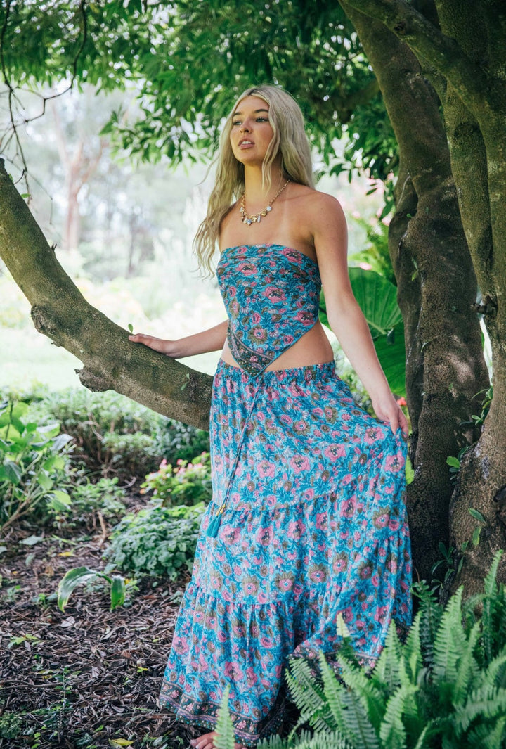 Marigold Skirt ~ Turquoise and Pink