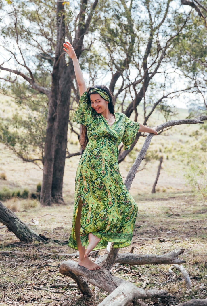 Blue Lotus Dress ~ Lime