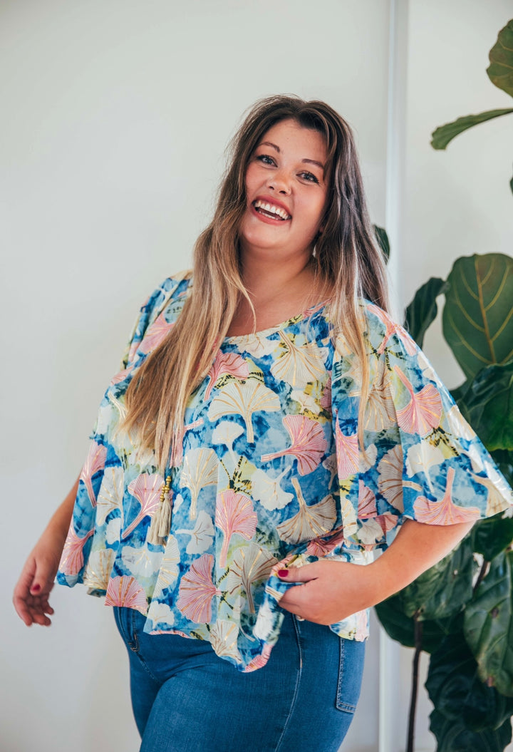 Sunflower Top ~ Ginko leaf ✨