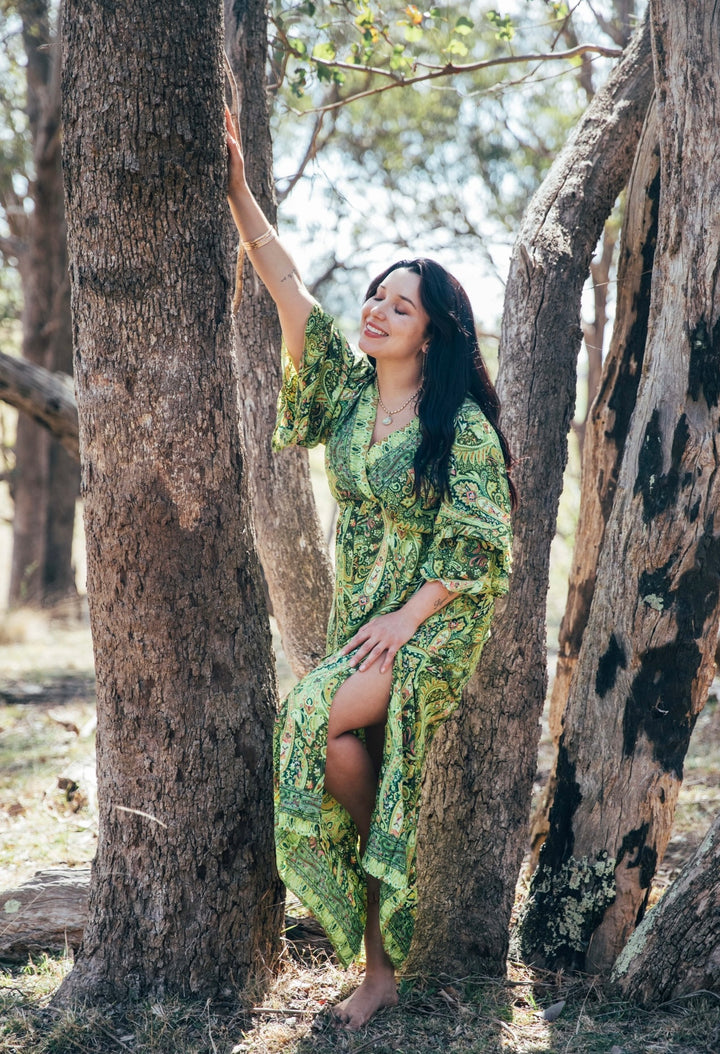 Blue Lotus Dress ~ Lime