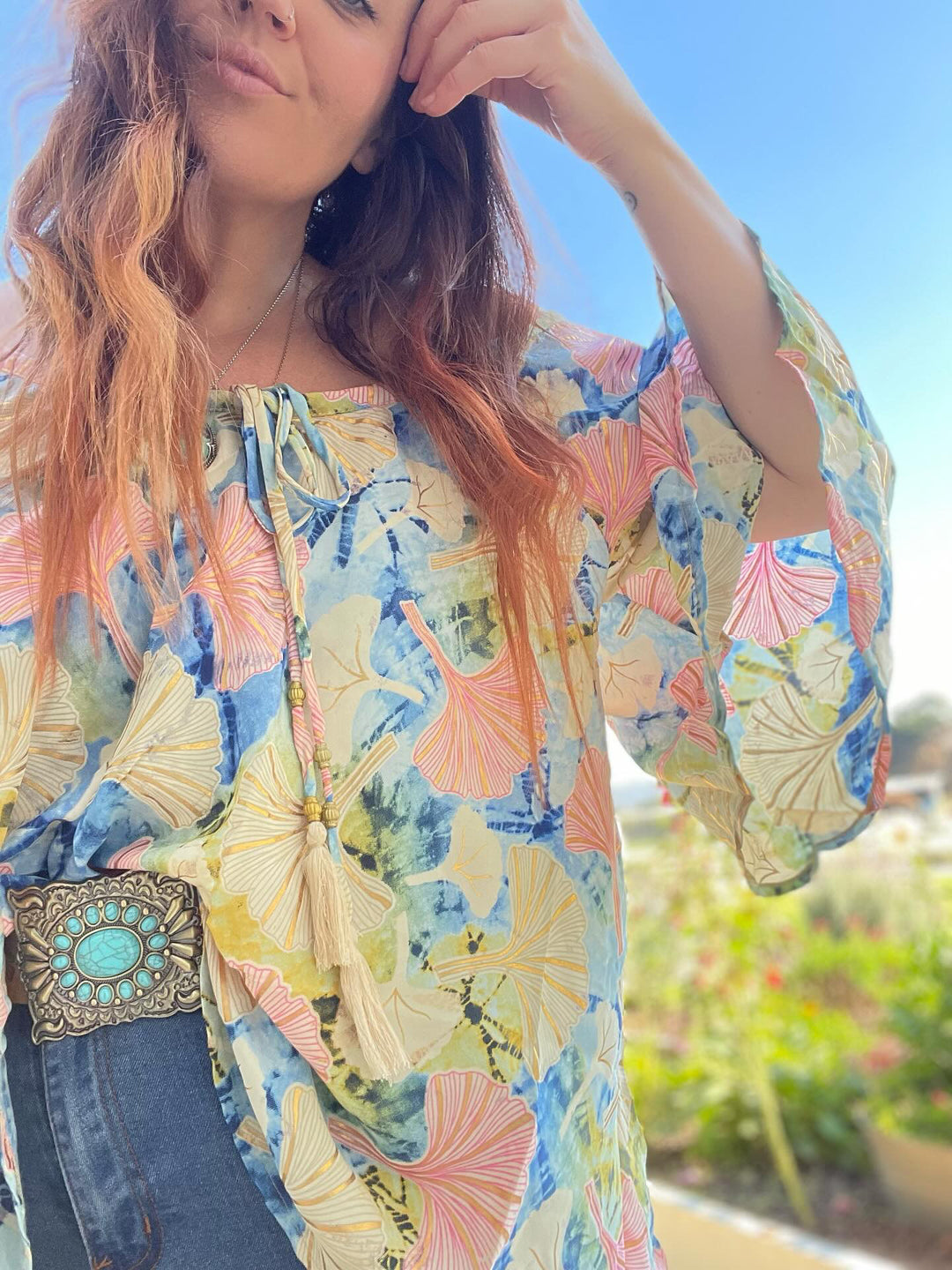 Sunflower Top ~ Ginko leaf ✨