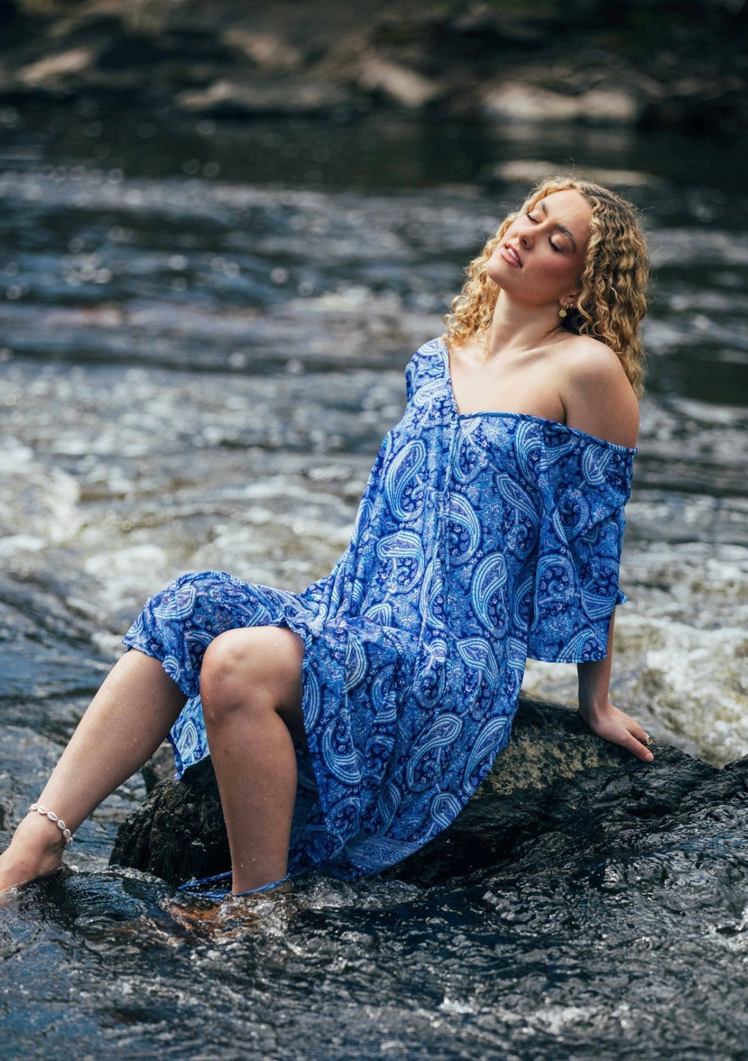 Sunflower Dress ~ Blue Paisley