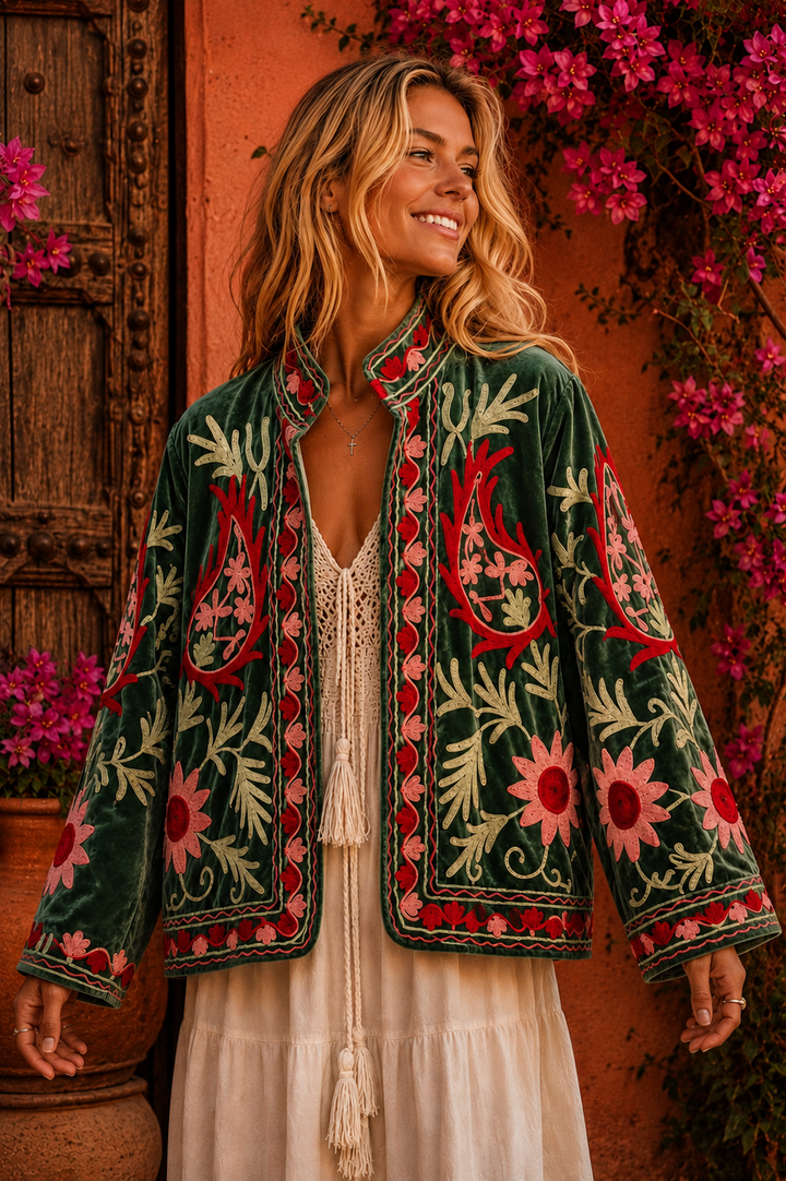 Warm Love velvet jacket - Green
