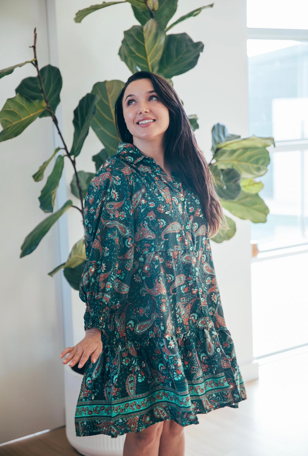 Bella Donna Shirt Dress ~ Green