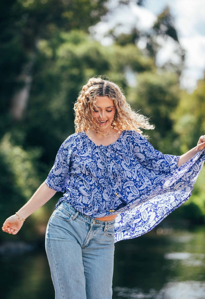 Sunflower Top ~ China Blue