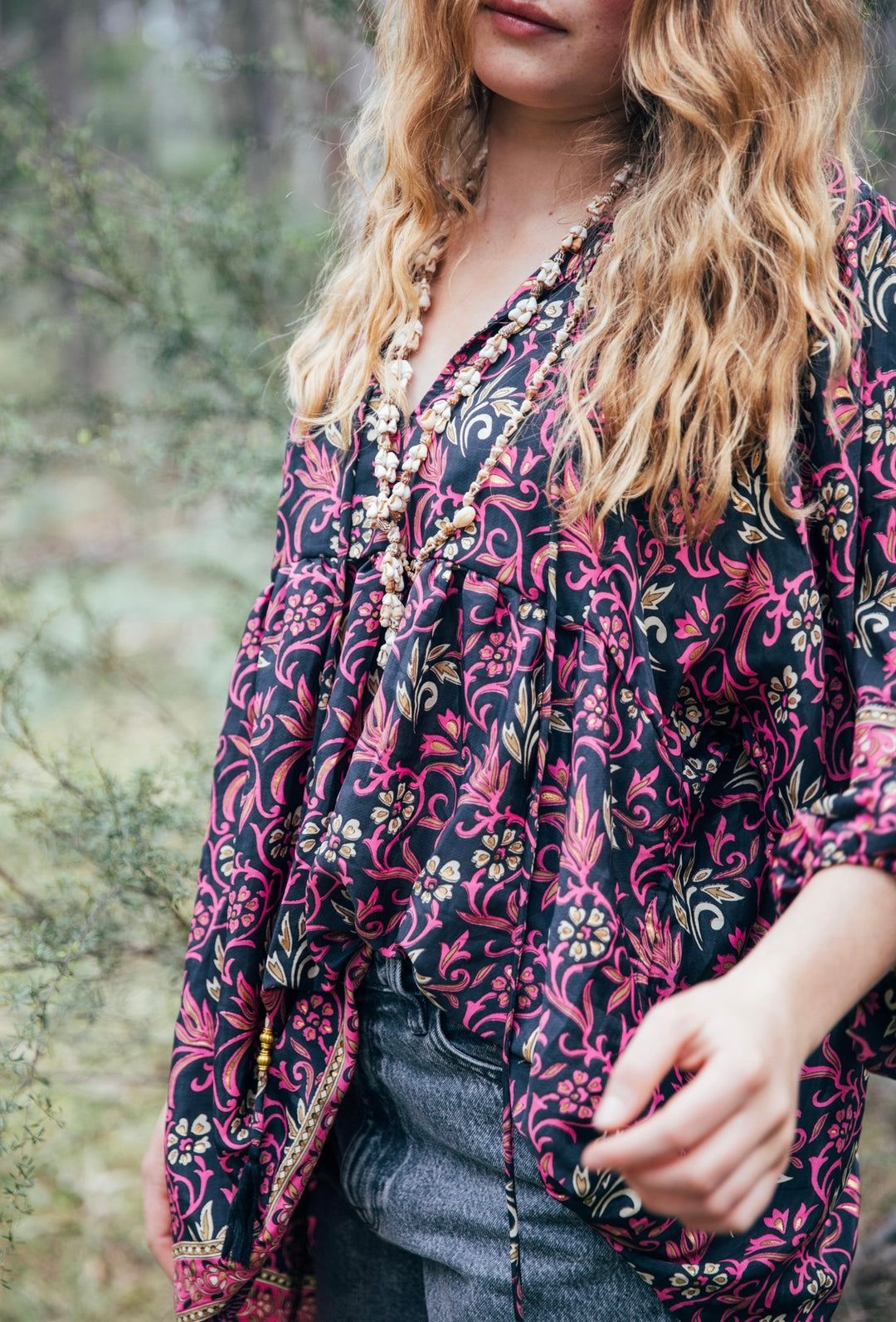 Juno Blouse ~ Navy and Pink