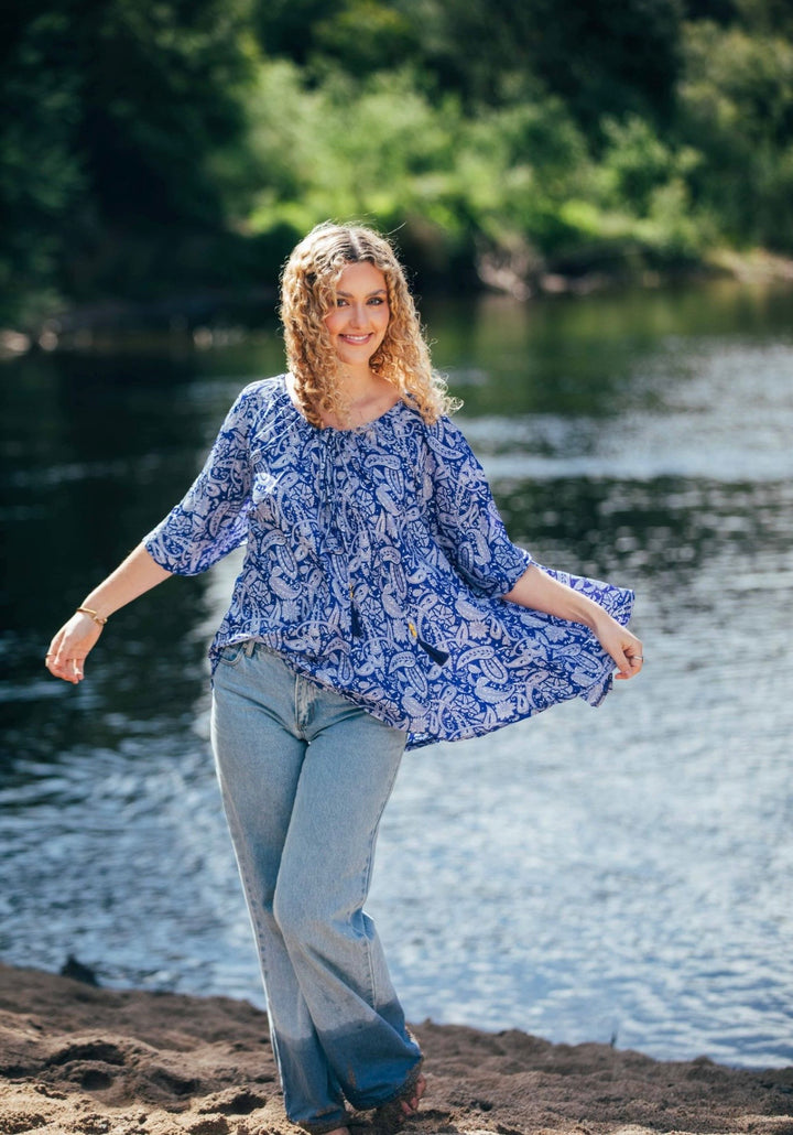 Sunflower Top ~ China Blue