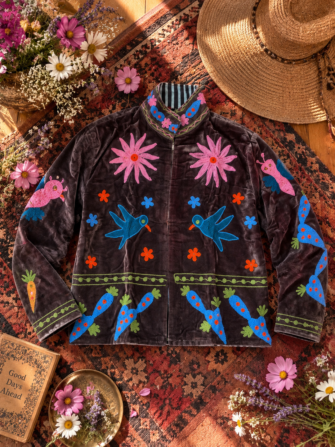 Love Bird Velvet Jacket - Cinnamon