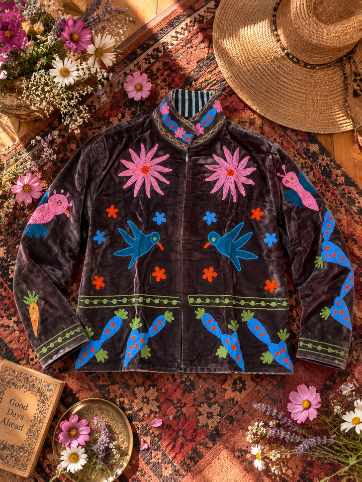 Love Bird Velvet Jacket - Cinnamon