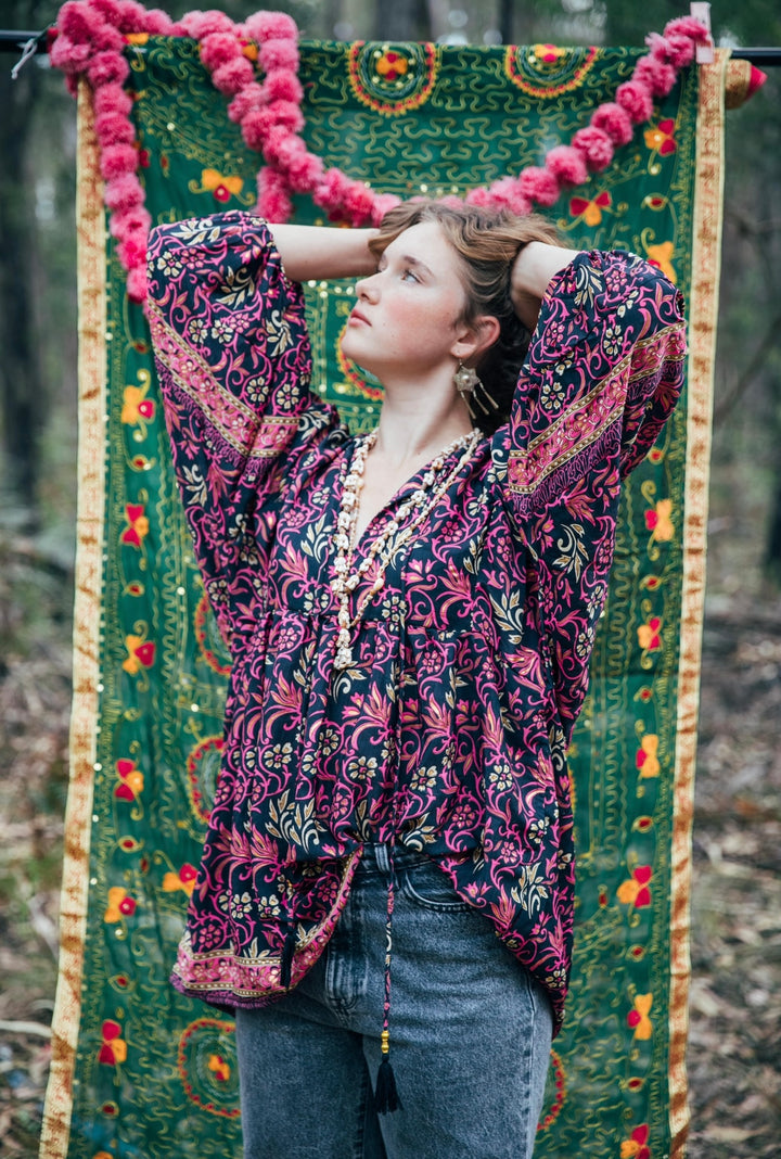 Juno Blouse ~ Navy and Pink