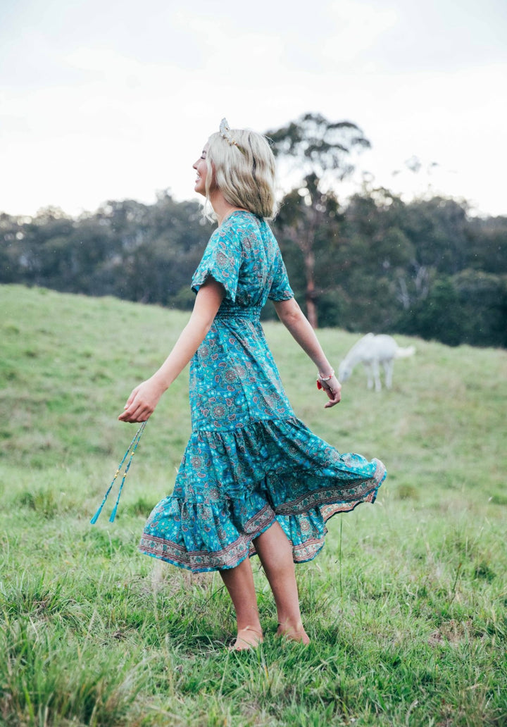 Flamingo Dress ~ Turquoise stars