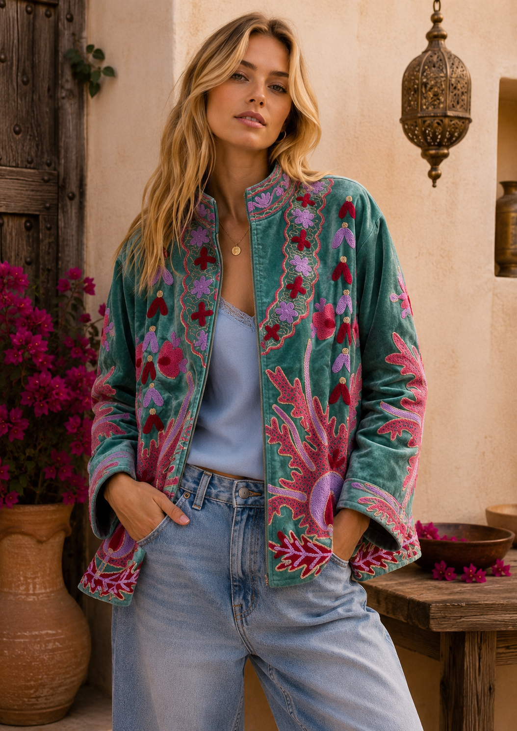 Warm Love velvet jacket - Sage