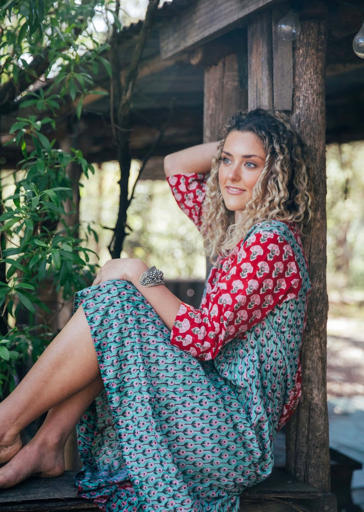 Saffron Dress ~ Red and Green