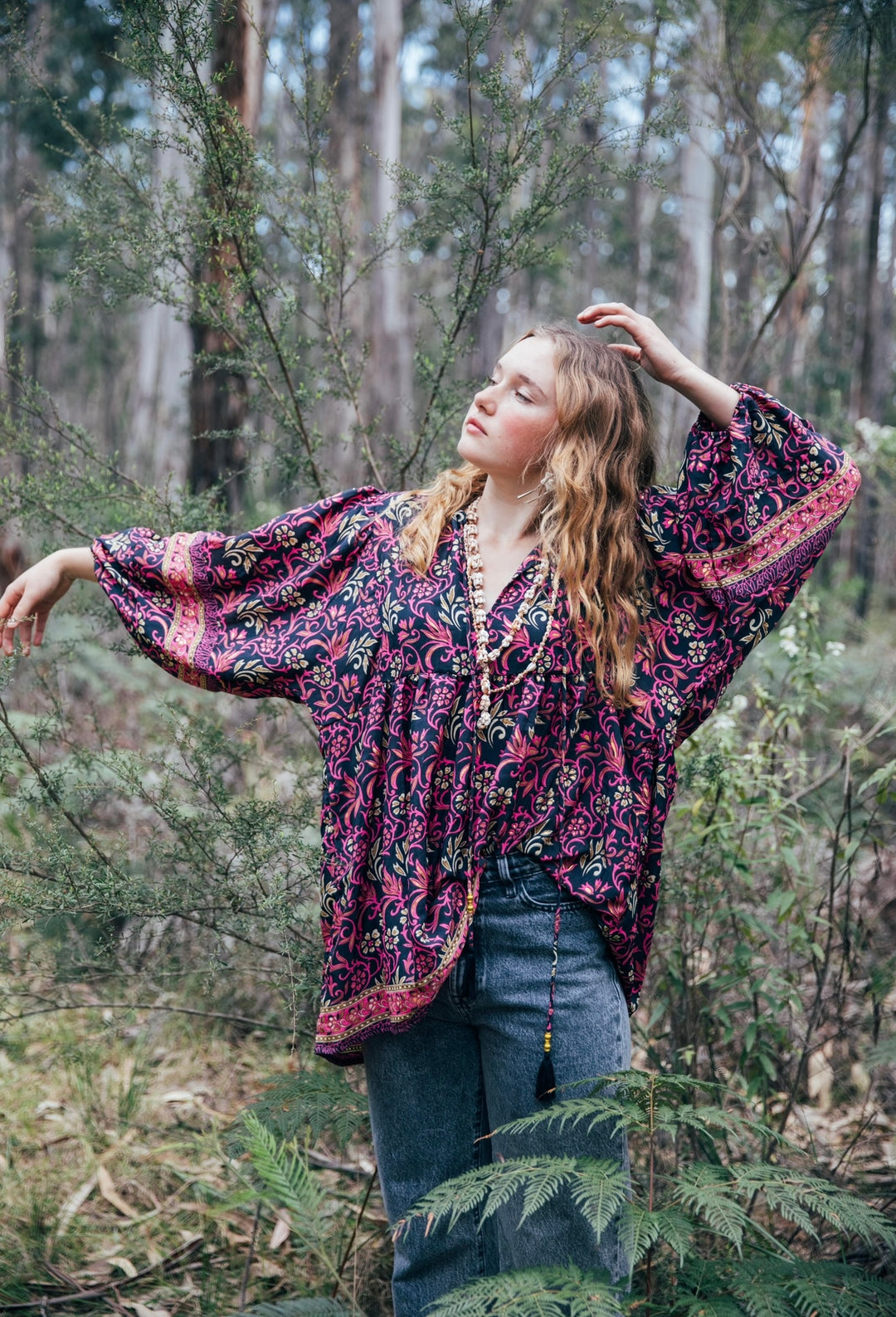 Juno Blouse ~ Navy and Pink