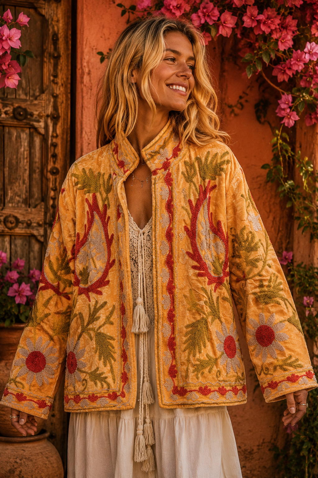 Warm Love velvet jacket - Peach and grey