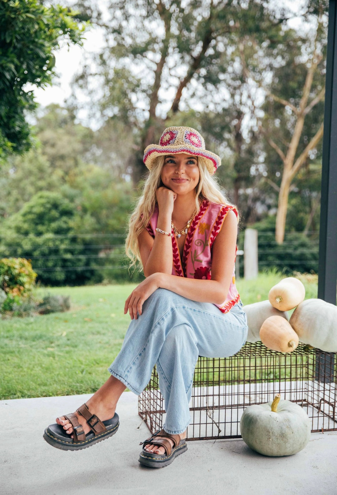 Daisy Sun Hat - Pink