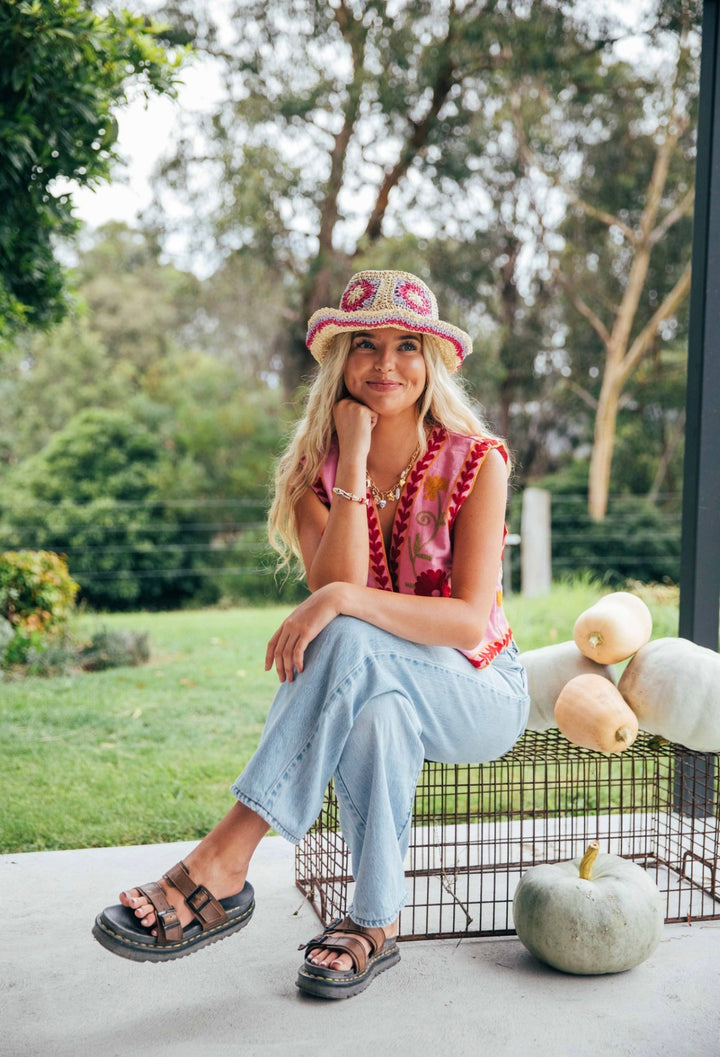 Daisy Sun Hat - Pink