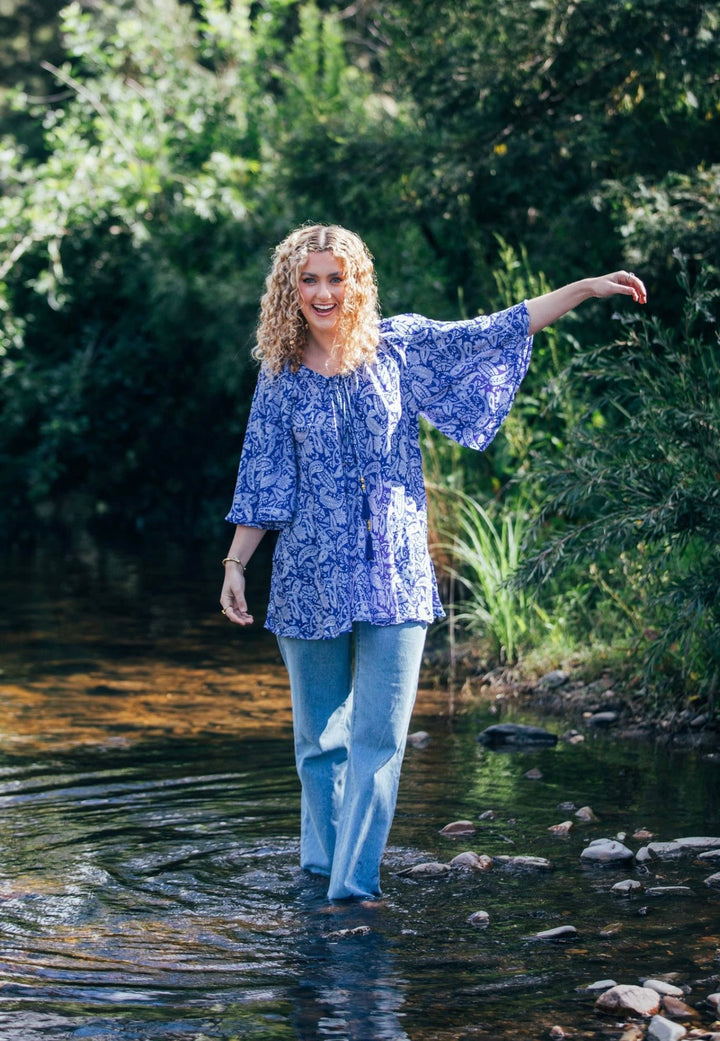 Sunflower Top ~ China Blue