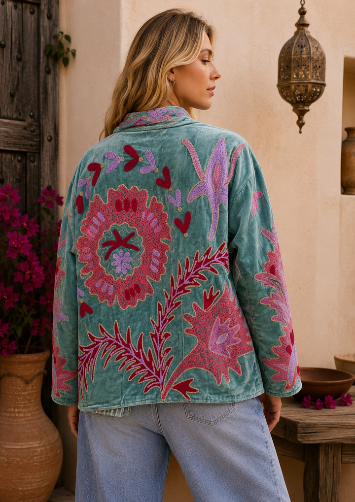 Warm Love velvet jacket - Sage