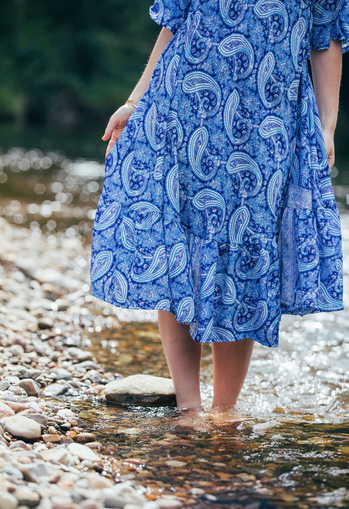 Sunflower Dress ~ Blue Paisley