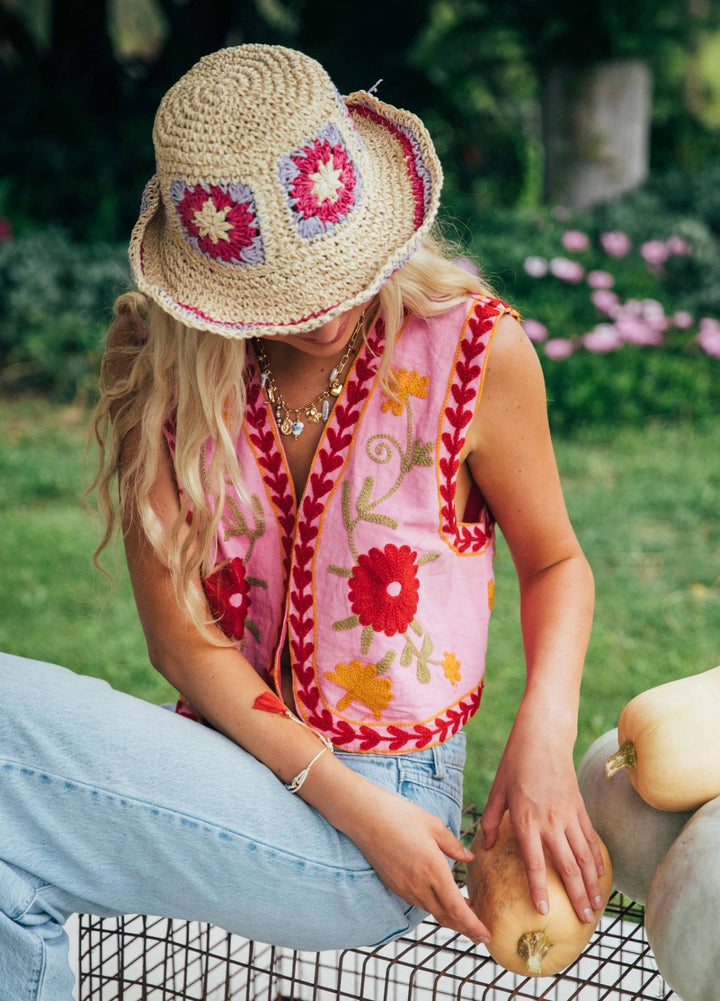 Daisy Sun Hat - Pink