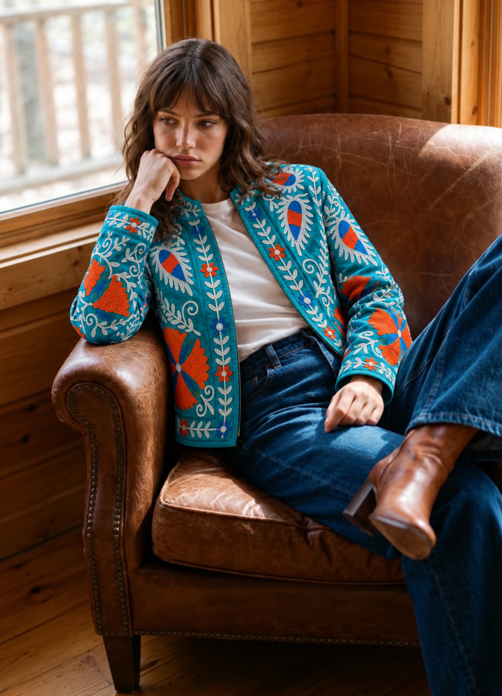 Warm Love velvet jacket - Teal