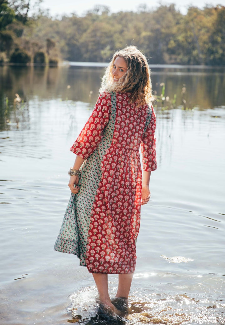 Saffron Dress ~ Red and Green