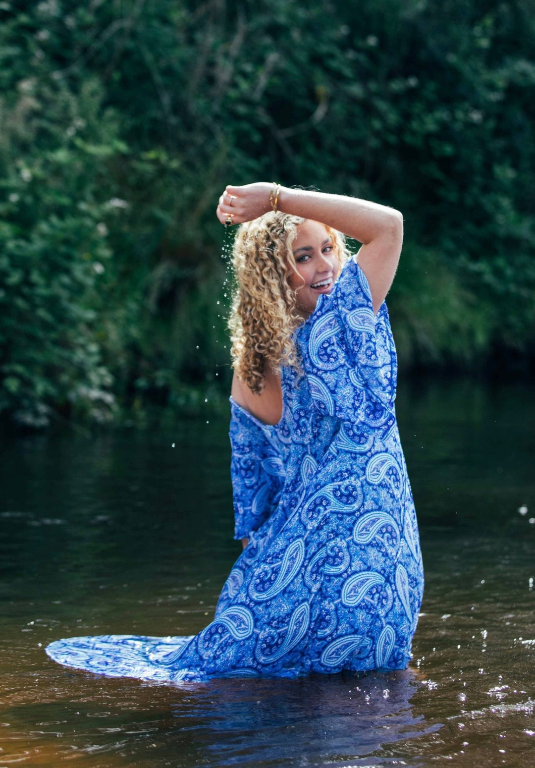 Sunflower Dress ~ Blue Paisley