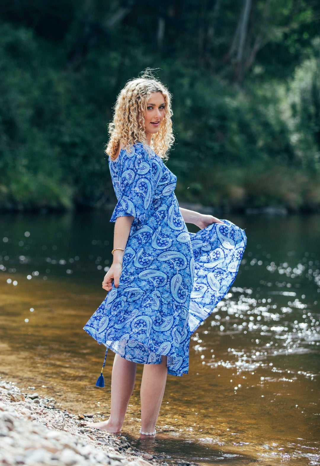 Sunflower Dress ~ Blue Paisley