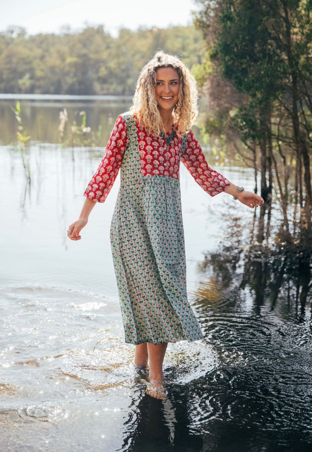 Saffron Dress ~ Red and Green