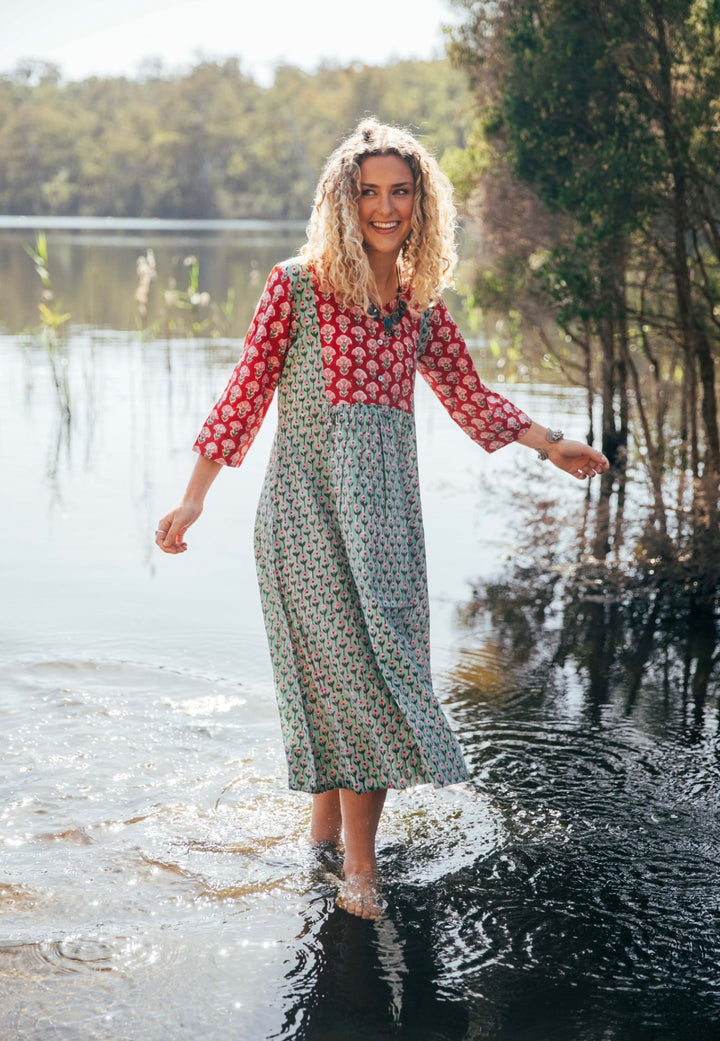 Saffron Dress ~ Red and Green