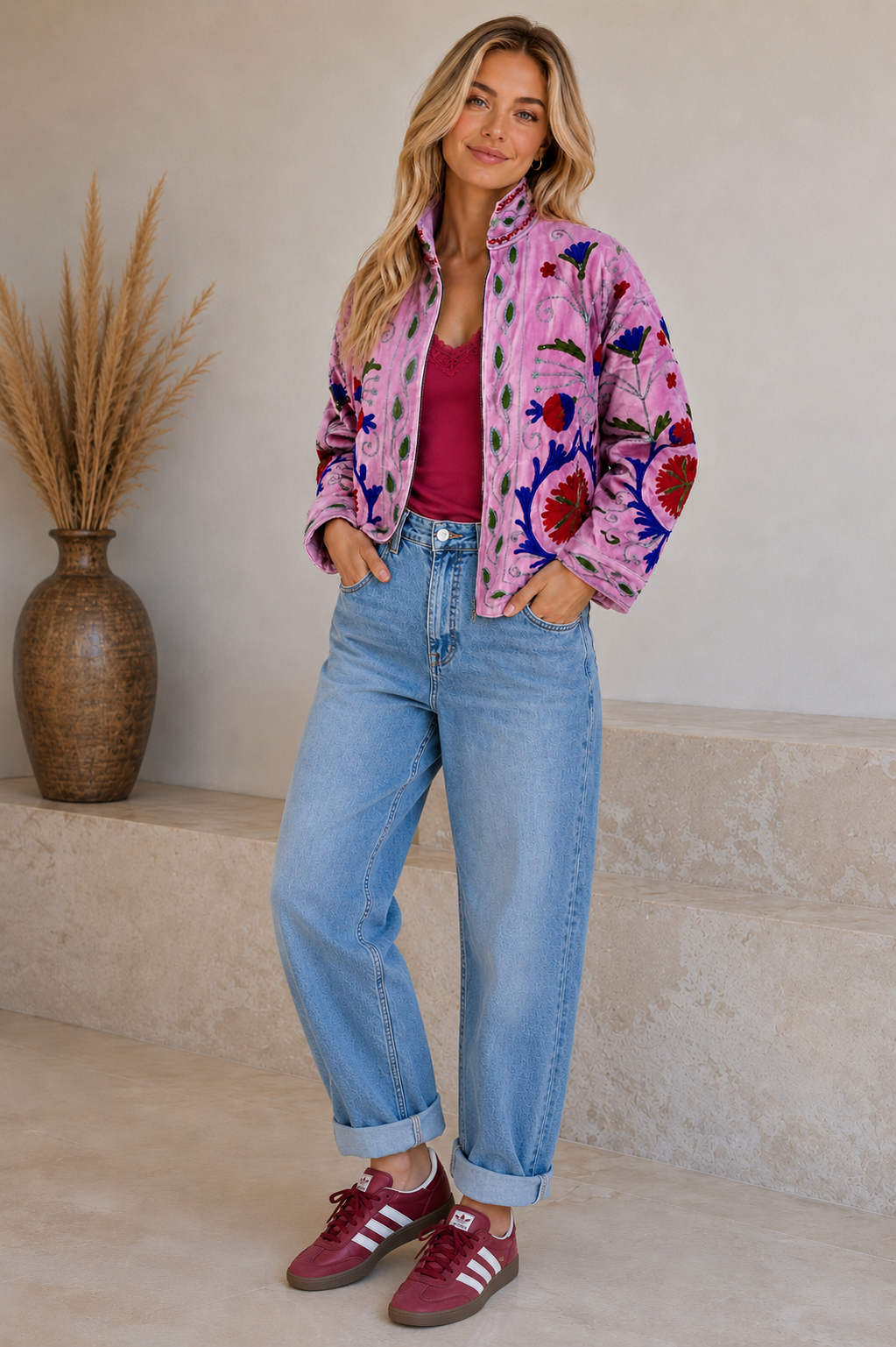 Warm Love velvet jacket - Petal