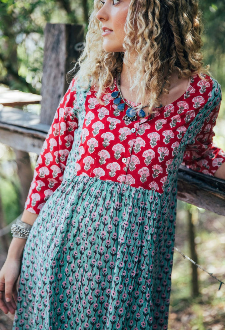 Saffron Dress ~ Red and Green