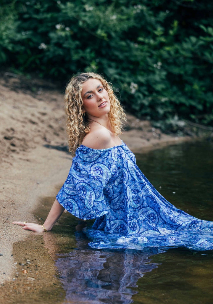 Sunflower Dress ~ Blue Paisley