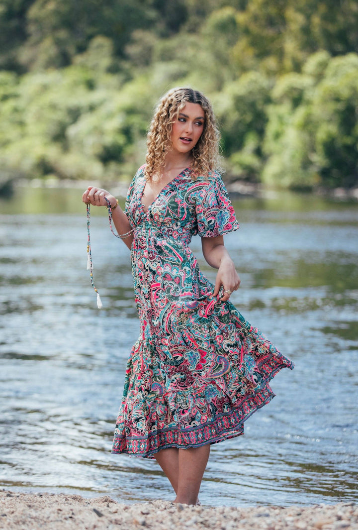 Flamingo Dress ~ Retro Paisley