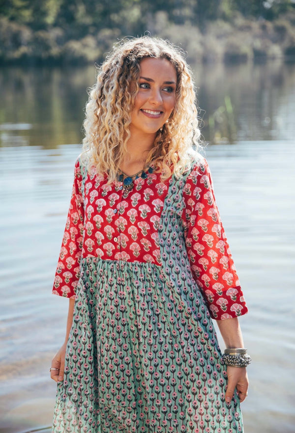 Saffron Dress ~ Red and Green