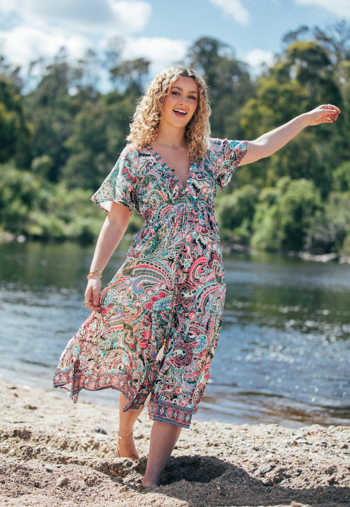 Flamingo Dress ~ Retro Paisley