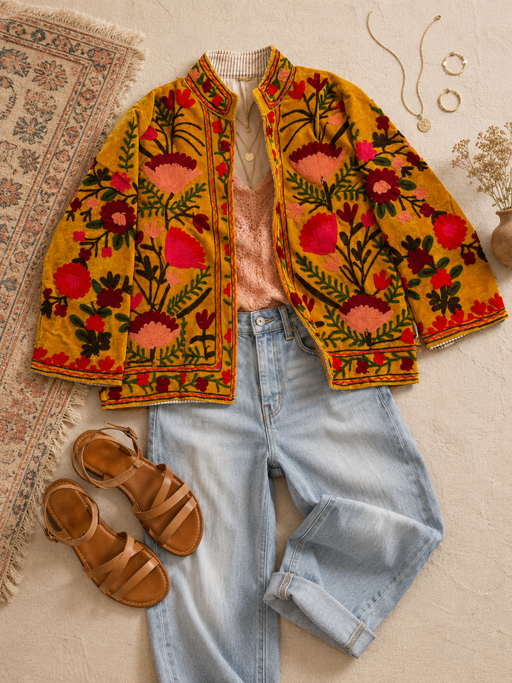 Warm Love Velvet Jacket - Sunflower