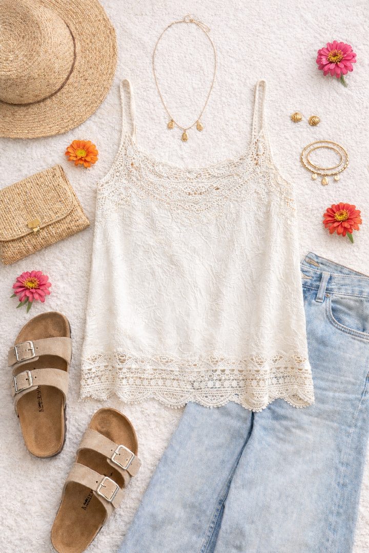 Blue bird cami ~ Vanilla